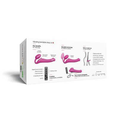 Безремінний страпон з вібрацією Strap-On-Me Vibrating Fuchsia XL малиновий 15,7 см - основне фото