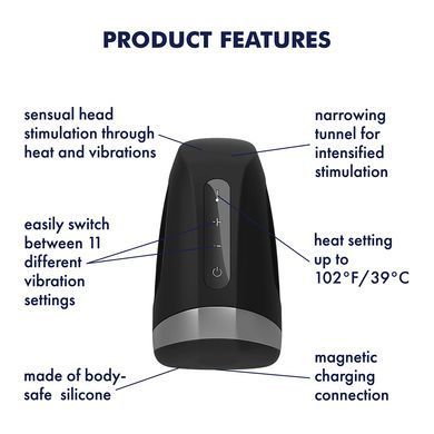 Мастурбатор с функцией нагрева Satisfyer Men Heat Vibration чёрный - основное фото