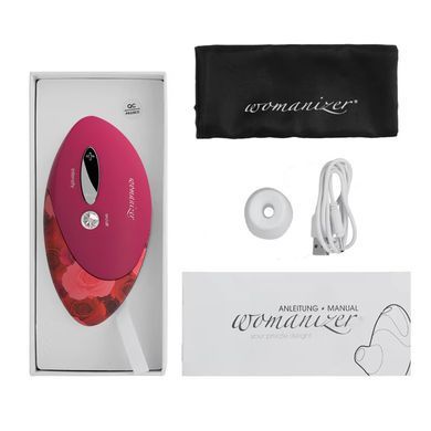 Вакуумный стимулятор для клитора Womanizer W-500 красный с цветочным узором 12 см - основное фото
