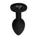 Силиконовая анальная пробка EGZO Silicone Black Round Plug S чёрная с чёрным кристаллом 7 см - основное фото