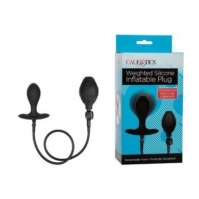 Надувна анальна пробка California Exotic Novelties Weighted Silicone Inflatable Plug чорна 7,5 см - основне фото