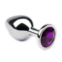 Анальна пробка Crystal Anal Plug M Silver Metal Amethyst срібляста з фіолетовим кристалом 8,5 см - основне фото