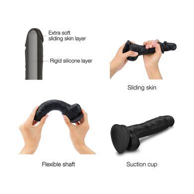 Реалистичный фаллоимитатор с эффектом подвижной кожи Strap-On-Me Sliding Skin Realistic Dildo Black S чёрный 17 см - основное фото
