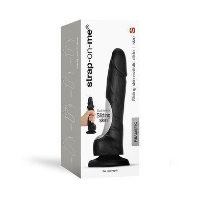 Реалистичный фаллоимитатор с эффектом подвижной кожи Strap-On-Me Sliding Skin Realistic Dildo Black S чёрный 17 см - основное фото