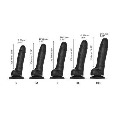 Реалистичный фаллоимитатор с эффектом подвижной кожи Strap-On-Me Sliding Skin Realistic Dildo Black S чёрный 17 см - основное фото
