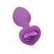 Силіконова анальна пробка EGZO Silicone Violet Heart Plug S фіолетова з фіолетовим кристалом 7,1 см - основне фото