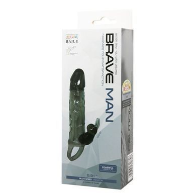 Вибронасадка на член Baile Brave Man Rabbit Clear Vibe чёрная 16,4 см - основное фото