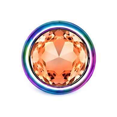 Анальна пробка EGZO Multicolor Round Plug S різнокольорова з золотистим кристалом 7 см - основне фото