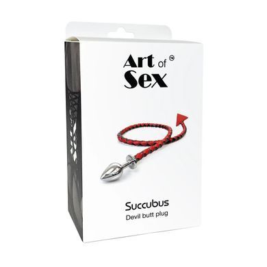 Металева анальна пробка Art of Sex Succubus L срібляста із золотисто-чорним хвостом 9,5 см - основне фото