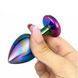 Анальна пробка EGZO Multicolor Round Plug S різнокольорова з золотистим кристалом 7 см - додаткове фото