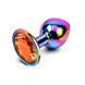 Анальна пробка EGZO Multicolor Round Plug S різнокольорова з золотистим кристалом 7 см - додаткове фото