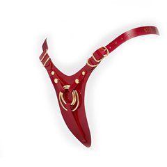 Стильные трусики для страпона Strap-On-Me Fabulous Faux Leather Harness красные - основное фото