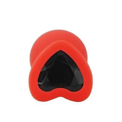 Силіконова анальна пробка EGZO Silicone Red Heart Plug S червона з чорним кристалом 7,1 см - основне фото