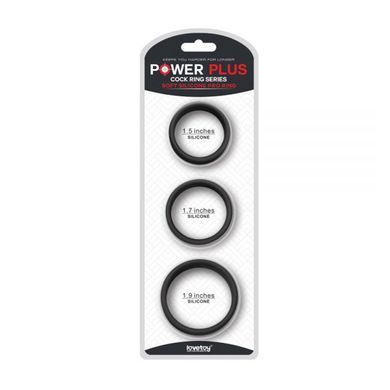 Набір ерекційних кілець Lovetoy Power Plus Soft Silicone Pro Ring чорний - основне фото
