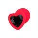 Силіконова анальна пробка EGZO Silicone Red Heart Plug S червона з чорним кристалом 7,1 см - додаткове фото
