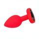Силіконова анальна пробка EGZO Silicone Red Heart Plug S червона з чорним кристалом 7,1 см - додаткове фото