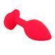 Силіконова анальна пробка EGZO Silicone Red Heart Plug S червона з блакитним кристалом 7,1 см - додаткове фото