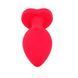 Силіконова анальна пробка EGZO Silicone Red Heart Plug S червона з блакитним кристалом 7,1 см - додаткове фото