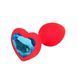 Силіконова анальна пробка EGZO Silicone Red Heart Plug S червона з блакитним кристалом 7,1 см - додаткове фото