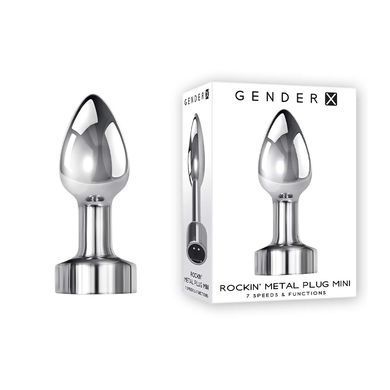 Металева анальна вібропробка Gender X Rockin Metal Plug Mini срібляста 7,8 см - основне фото