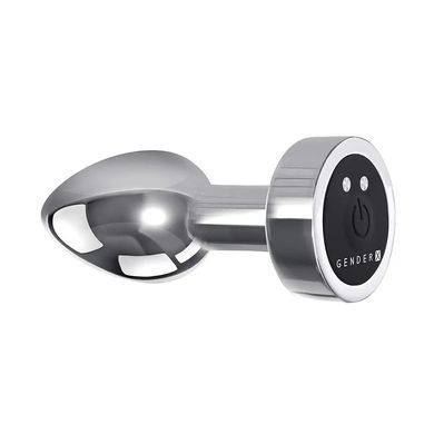 Металева анальна вібропробка Gender X Rockin Metal Plug Mini срібляста 7,8 см - основне фото