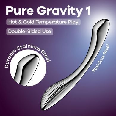 Металевий ділдо Satisfyer Pure Gravity 1 сріблястий 22 см - основне фото