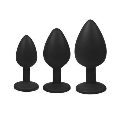 Силіконова анальна пробка Crystal Silicone Diamond М чорна з прозорим кристалом 8,5 см - основне фото