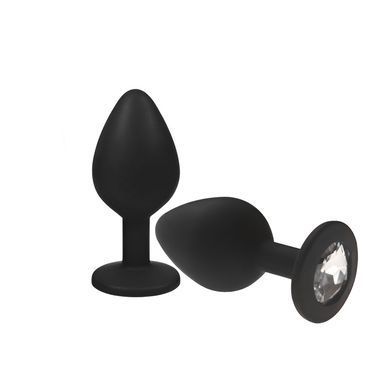 Силіконова анальна пробка Crystal Silicone Diamond М чорна з прозорим кристалом 8,5 см - основне фото