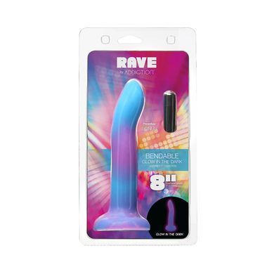 Сяючий в темряві фалоімітатор Addiction Rave на присосці синій з фіолетовим 20,3 см - основне фото