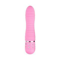Ребристий міні-вібратор зі стразами Easytoys Love Diamond Vibrator рожевий 11,4 см - основне фото