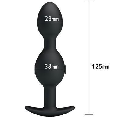 Анальная пробка со смещённым центром тяжести Baile Pretty Love Silicone Anal Balls Duo Large чёрная 12,5 см - основное фото