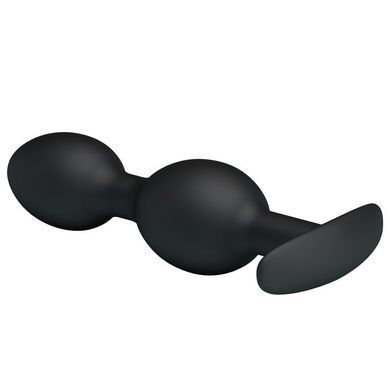 Анальная пробка со смещённым центром тяжести Baile Pretty Love Silicone Anal Balls Duo Large чёрная 12,5 см - основное фото