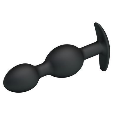 Анальная пробка со смещённым центром тяжести Baile Pretty Love Silicone Anal Balls Duo Large чёрная 12,5 см - основное фото