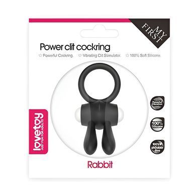 Ерекційне віброкільце з кліторальним стимулятором Lovetoy Power Clit Cockring Rabbit чорне - основне фото