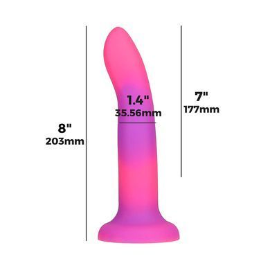 Светящийся в темноте фаллоимитатор Addiction Rave на присоске розовый с фиолетовым 20,3 см - основное фото