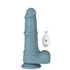 Реалистичный вибратор с толчками Lovetoy 11'' Rechargeable Thrusting and Vibrating Silicone Dildo голубой 28 см - основное фото