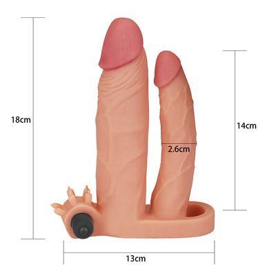 Двойная вибронасадка на член Lovetoy Add 1" Pleasure X Tender Vibrating Double Penis Sleeve телесная 18,4 см - основное фото