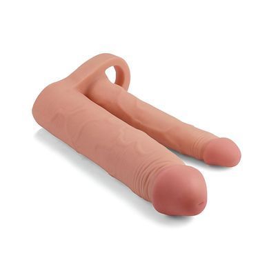 Двойная вибронасадка на член Lovetoy Add 1" Pleasure X Tender Vibrating Double Penis Sleeve телесная 18,4 см - основное фото