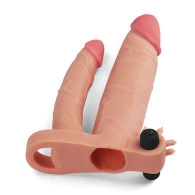 Двойная вибронасадка на член Lovetoy Add 1" Pleasure X Tender Vibrating Double Penis Sleeve телесная 18,4 см - основное фото