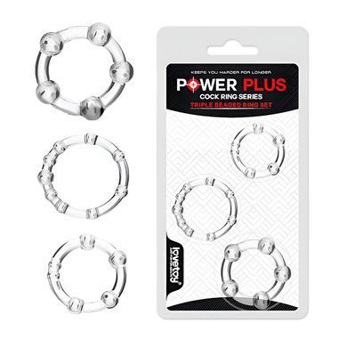 Набор эрекционных колец Lovetoy Power Plus Triple Beaded Ring Set прозрачный - основное фото