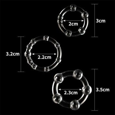 Набор эрекционных колец Lovetoy Power Plus Triple Beaded Ring Set прозрачный - основное фото
