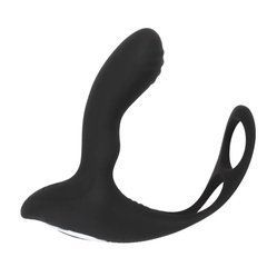 Вібромасажер простати з кільцями на член і мошонку Chisa Novelties Black Mont Sex Pistol чорний 13,8 см - основне фото