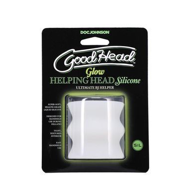 Скрізний силіконовий мастурбатор, що світиться, Doc Johnson GoodHead Glow Helping Head білий - основне фото