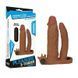 Подвійна вібронасадка на член Lovetoy Add 2" Pleasure X Tender Vibrating Double Penis Sleeve коричнева 19,8 см - додаткове фото