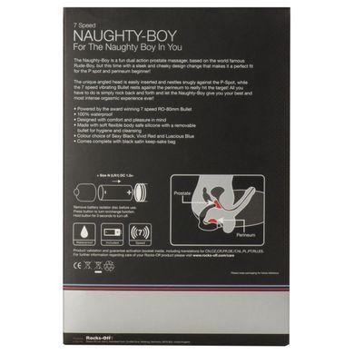 Массажёр простаты с вибрацией Rocks-Off Naughty-Boy Vibe синий 14 см - основное фото