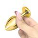 Анальная пробка EGZO Gold Round Plug S золотистая с золотистым кристаллом 7 см - дополнительное фото