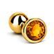 Анальная пробка EGZO Gold Round Plug S золотистая с золотистым кристаллом 7 см - дополнительное фото