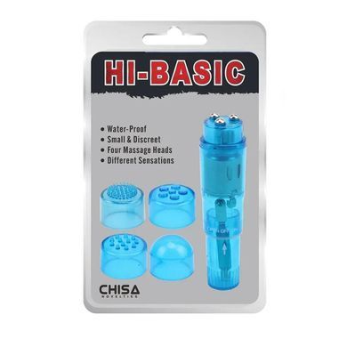 Кліторальний вібратор з насадками Chisa Novelties Hi-Basic The Ultimate Mini Massager блакитний 10 см - основне фото