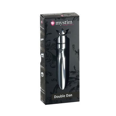 Металлический фаллоимитатор Mystim Double Dan для электростимулятора серебристый 15,5 см - основное фото