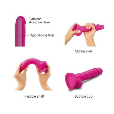 Реалистичный фаллоимитатор с эффектом подвижной кожи Strap-On-Me Sliding Skin Realistic Dildo Fuchsia S фуксия 17 см - основное фото